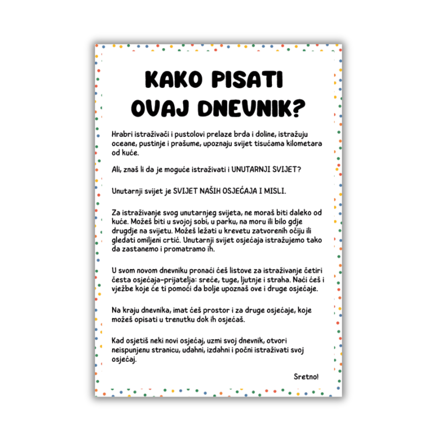 Dnevnik osjećaja za djecu - PDF (printalica)