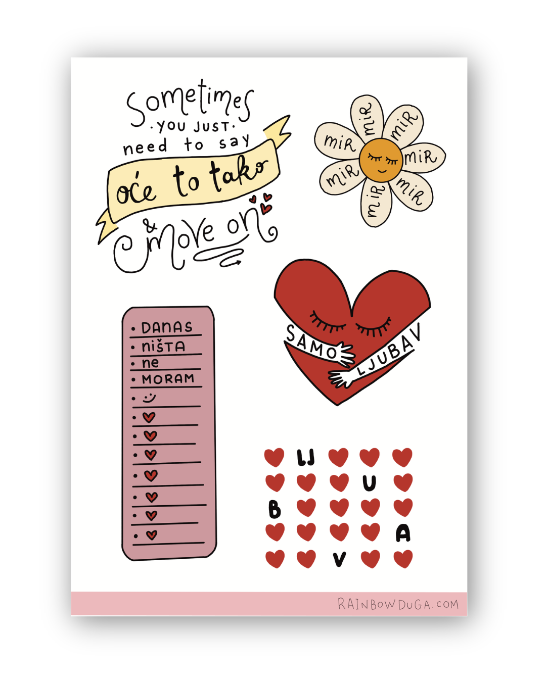 "SamoLjubav" sticker sheet